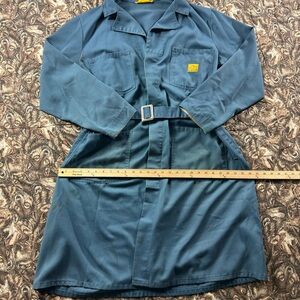 1970s Ben Davis Blue Belted Shop Coat Size 46R